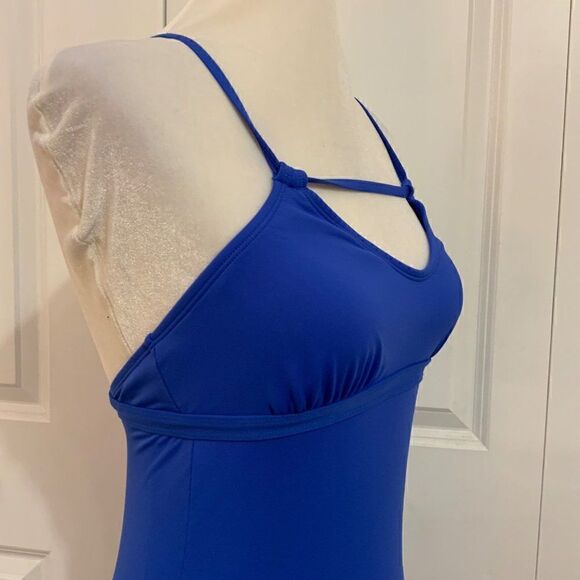 Athleta Colbalt Blue Keyhole Tankini Swim Top Shelf Bra XS - Picture 9 of 11